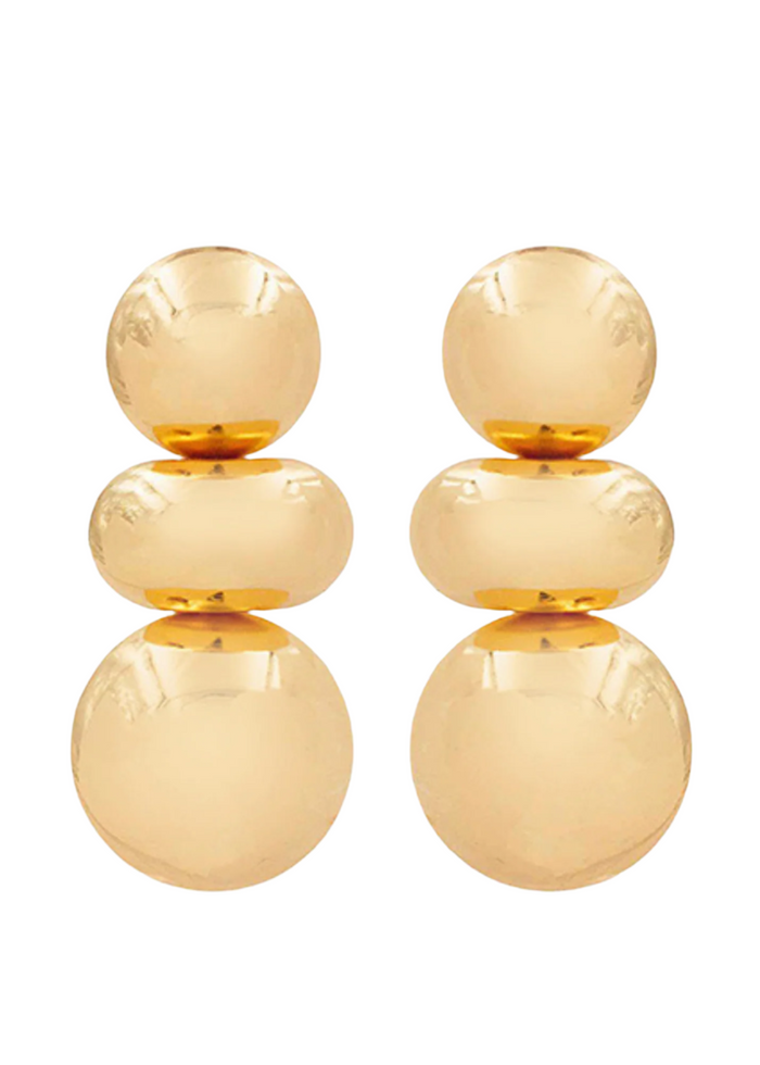 Bold Round Button 3 Drop Earrings