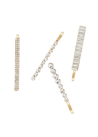 Metal Rhinestone Bobby Pins Set - Gold