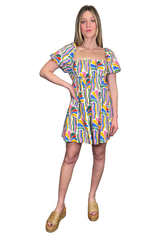 Andy Embroidered Smocked Mini Dress