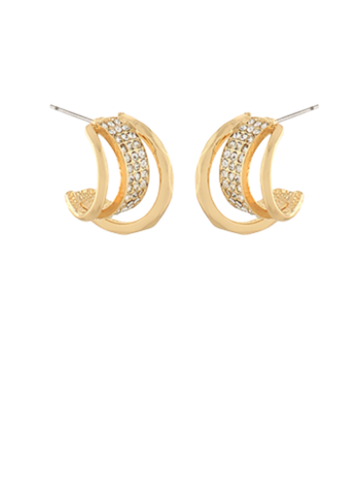 Layered Pave Crystal Hoops