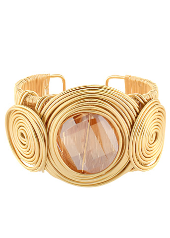 Glass & Spiral Layered Metal Cuff