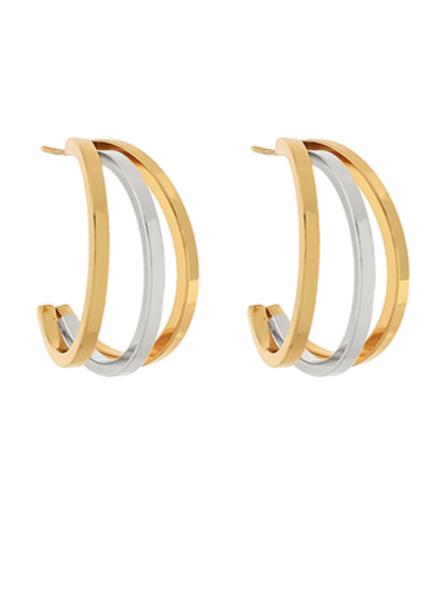 Layered Oval Triple Hoops
