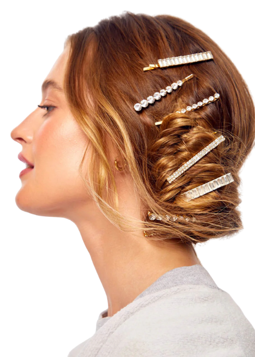 Metal Rhinestone Bobby Pins Set - Gold