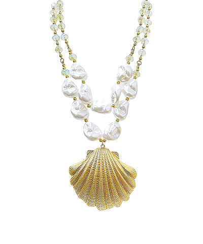 Layered & Shell Baroque Pearl Necklace