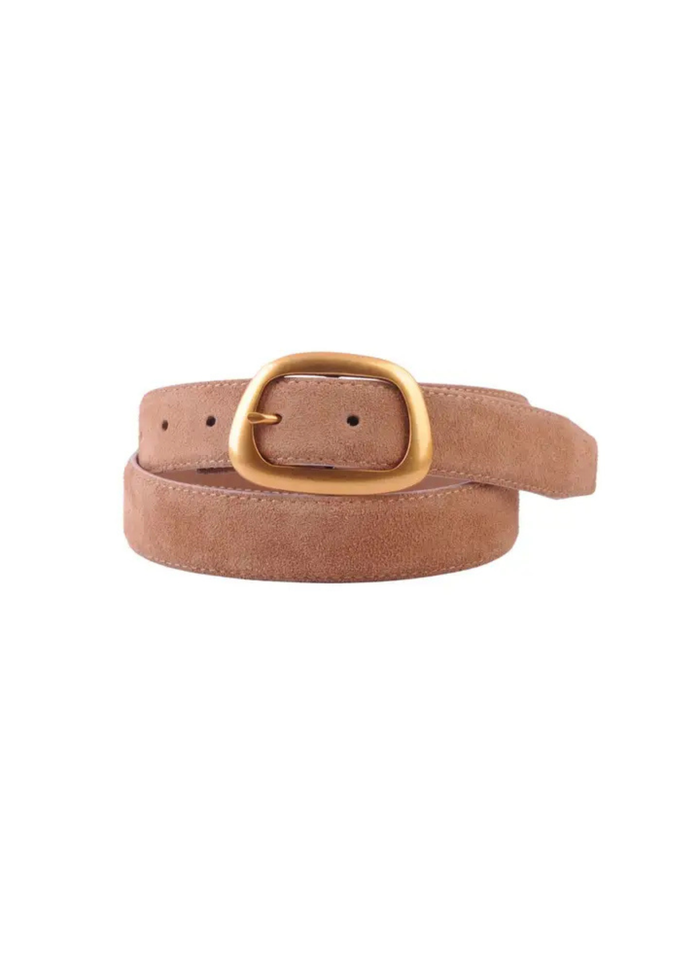 Suede Belt with Organic Shape Buckle