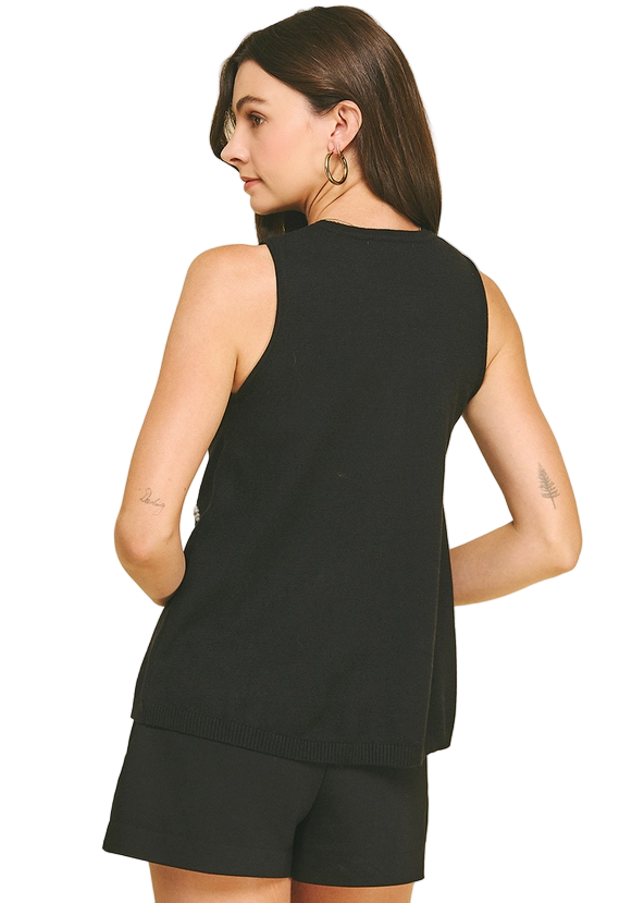 Rhinestone & Pearl Knit Top