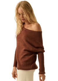 One-Shoulder Boatneck Dolman Sweater