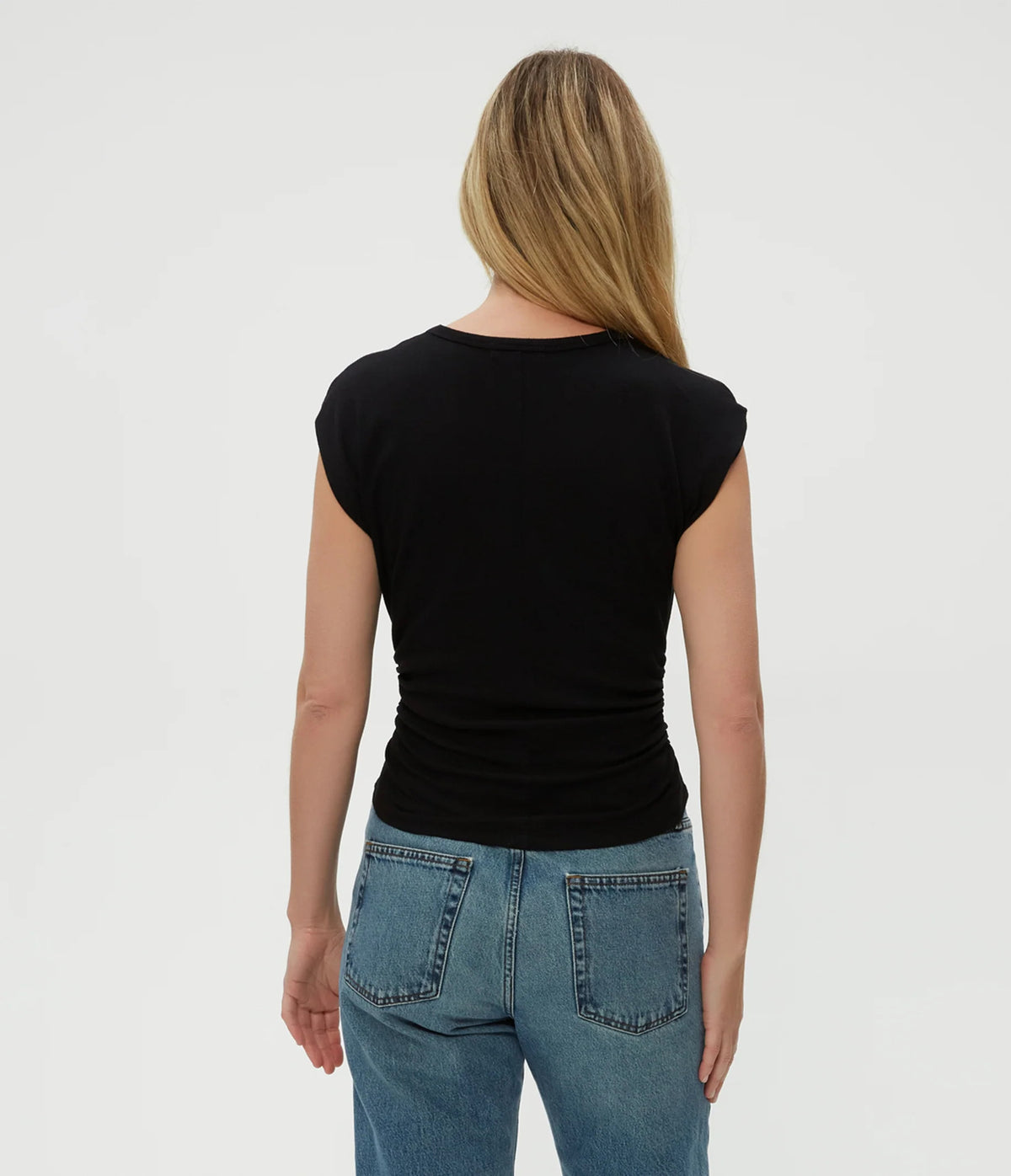 Joni Crew Neck Power Shoulder Top