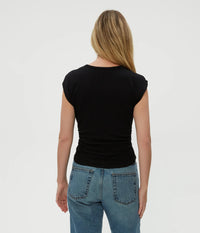 Joni Crew Neck Power Shoulder Top