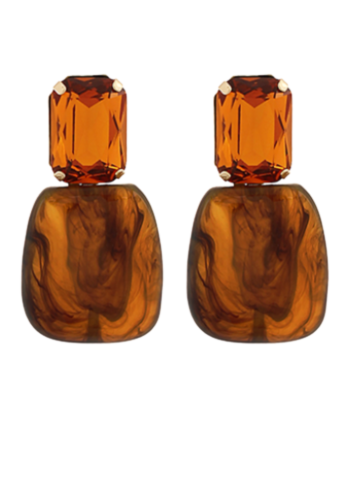 Linked Stone & Geo Trapezoid Earrings