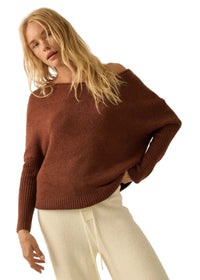 One-Shoulder Boatneck Dolman Sweater
