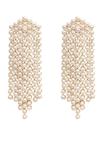 Fringe Pearl Long Earrings