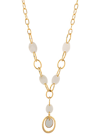 MOP Oval & Ring Pendant Necklace