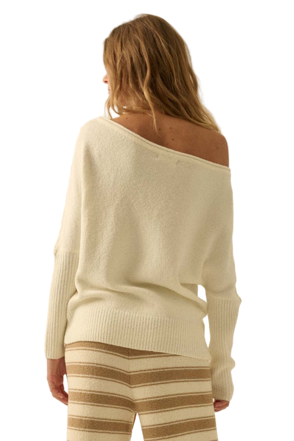 One-Shoulder Boatneck Dolman Sweater
