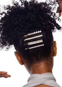Metal Rhinestone Bobby Pins Set - Gold