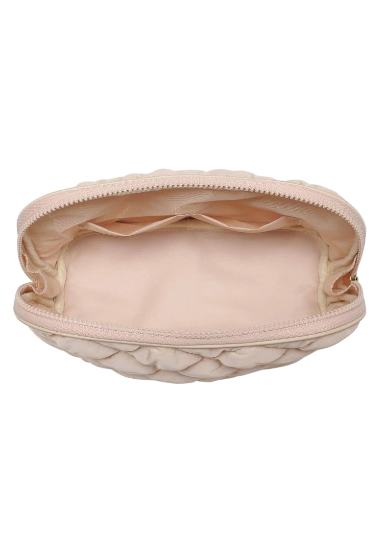 Quilted Puffer Nylon Cosmetic Dome Pouch