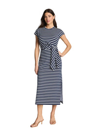 Striped Tie Waist Maxi Dress
