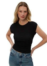 Joni Crew Neck Power Shoulder Top