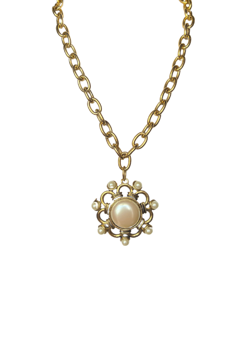 Large Vintage Pearl Medallion Pendant