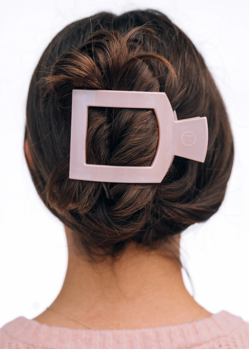 Square Pearly Pink Large Flat Hair Clip