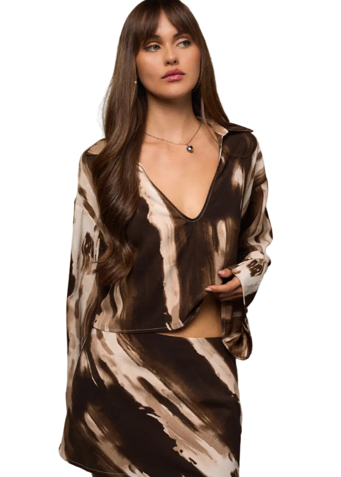 Raisha Collared V-Neck Top