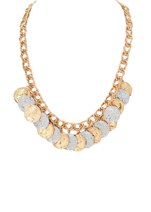 Mixed Metal Coin Pendant Necklace