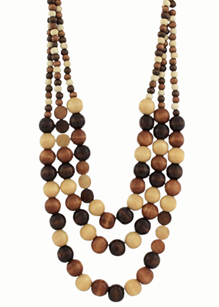 3 Layered Wood Ball Necklace