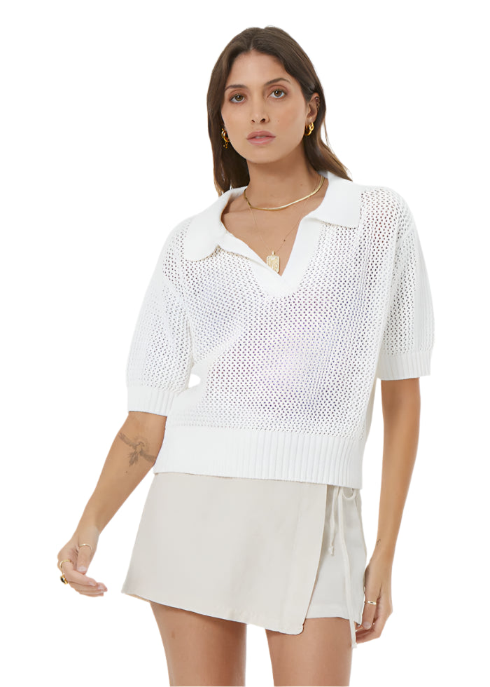 Vince Crochet Polo Top
