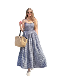 Gingham Smocking Tank Dress
