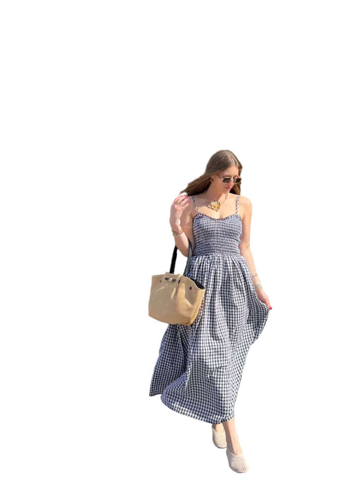 Gingham Smocking Tank Dress
