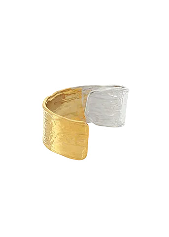 Graduated Twotone Open Ring - Gold/Rhodium