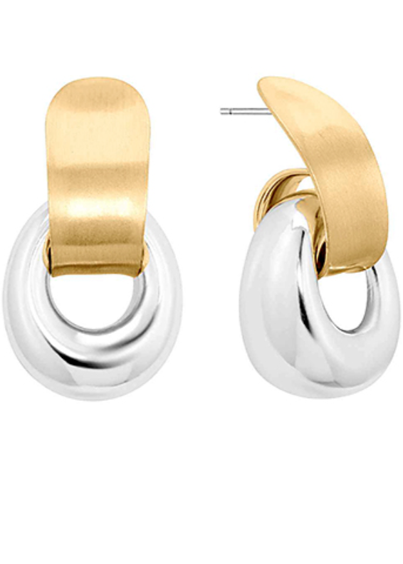 Two Tone Door Knocker Earrings