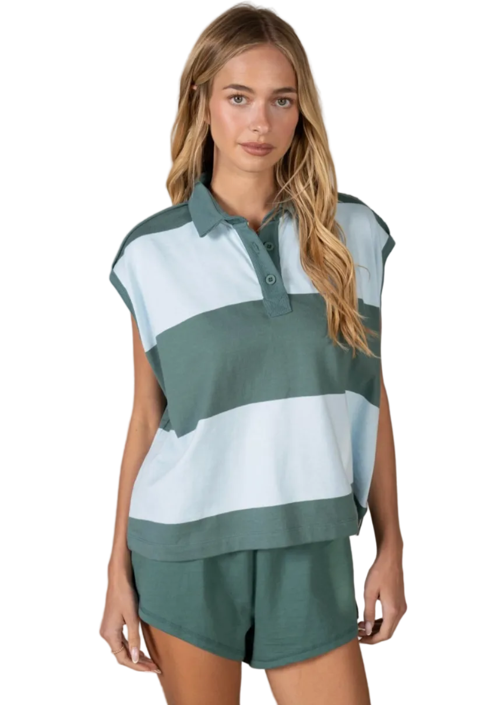 Slouchy Sleeveless Striped Jersey Top