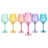 Unbreakable Colored Stemmed Wine Glasses, Acrylic oz Set - 6