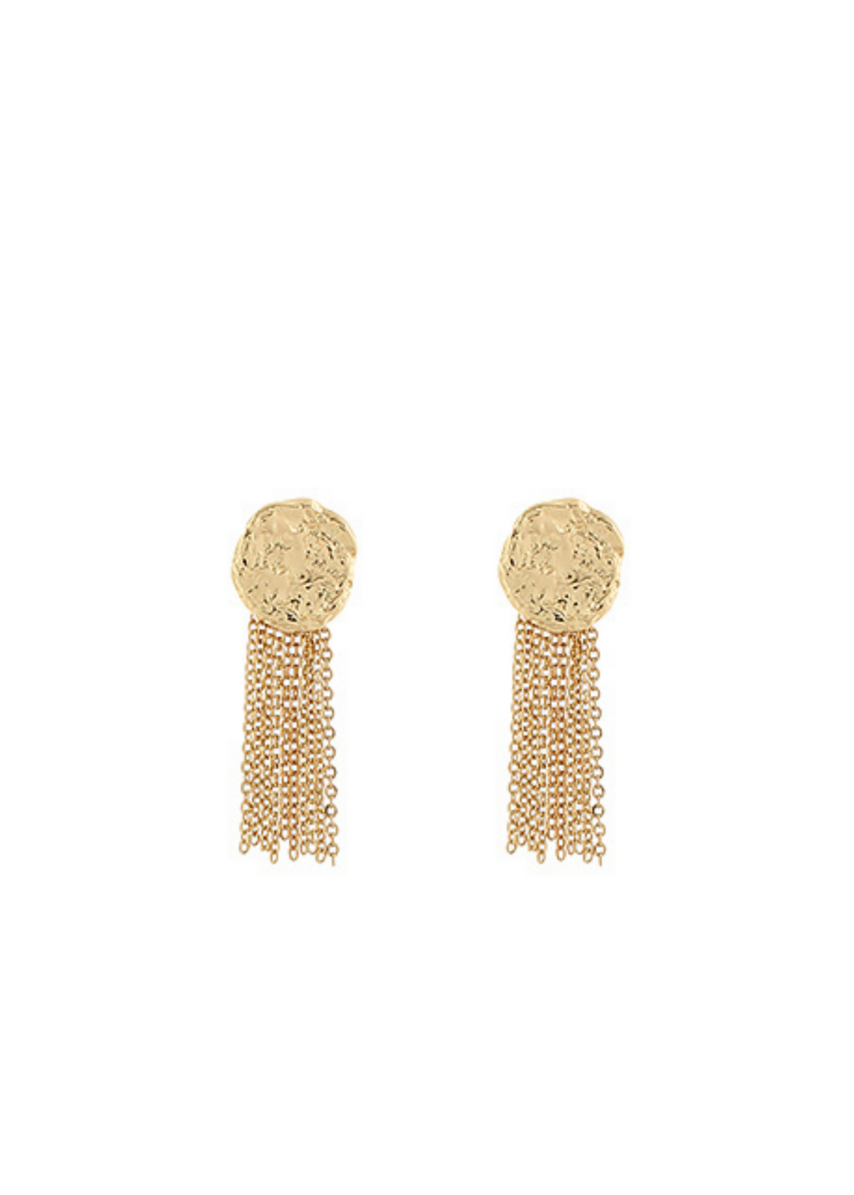 Hammered Round & Fringe Earrings
