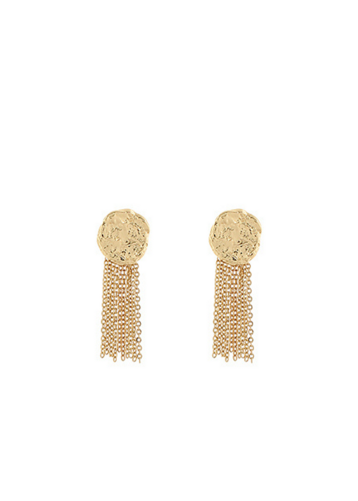 Hammered Round & Fringe Earrings