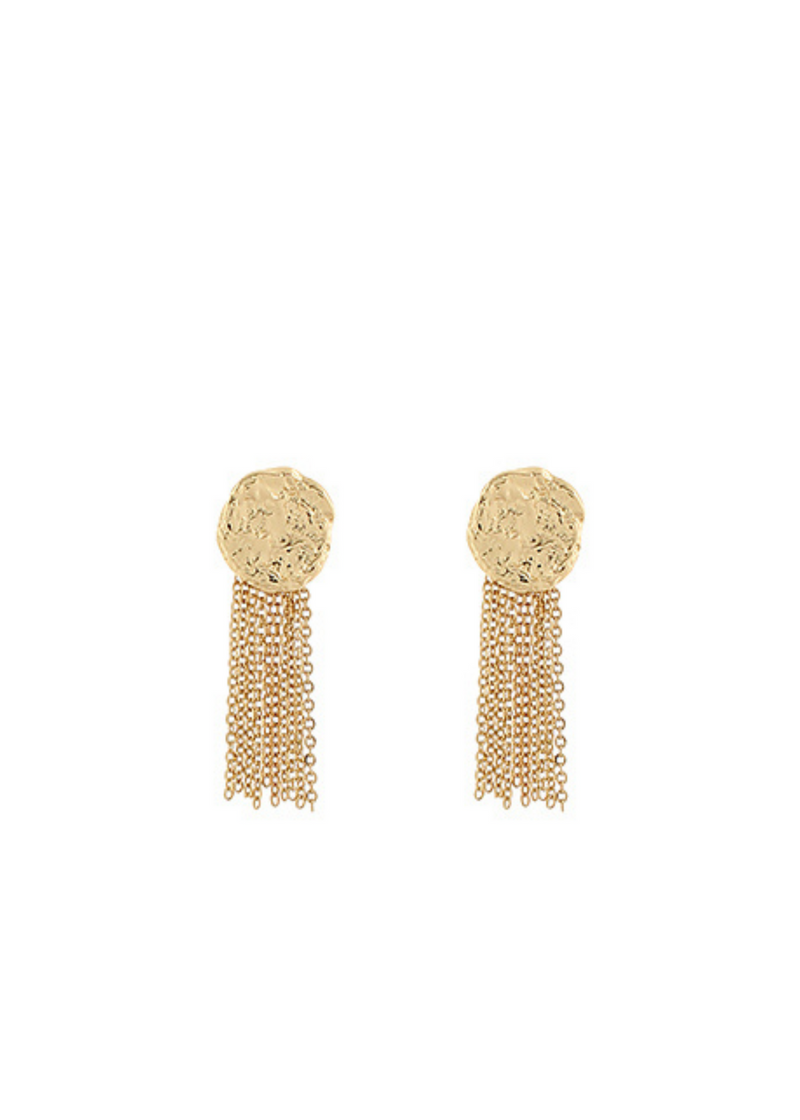 Hammered Round & Fringe Earrings