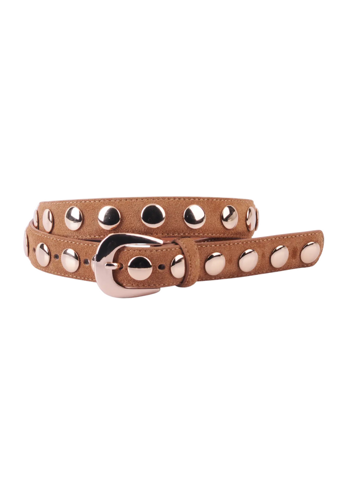 Suede Belt w/ Wide Studs