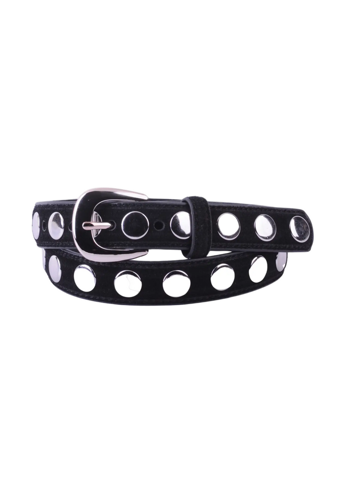 Suede Belt w/ Wide Studs