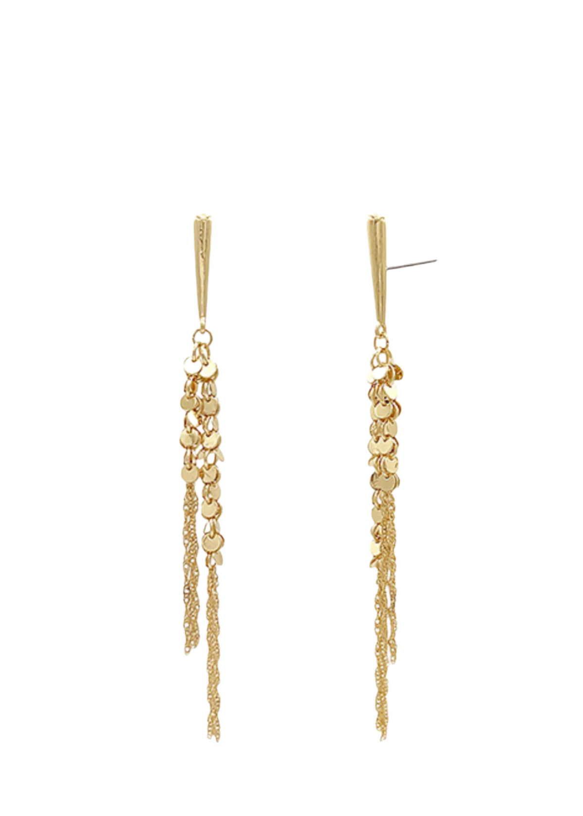 Metal Disk Chain Fringe Earrings