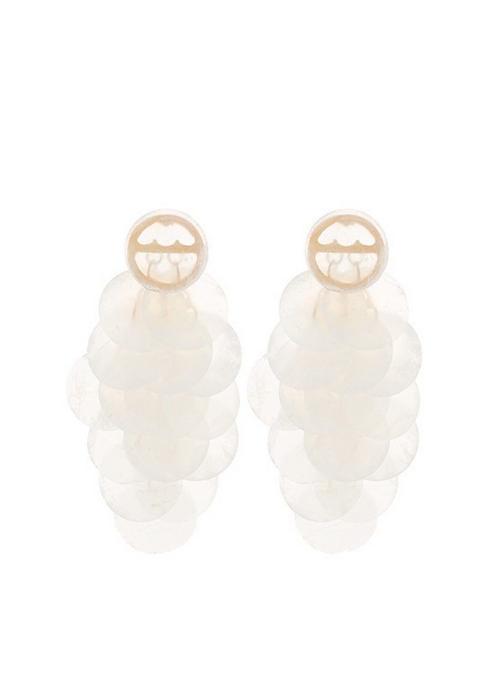 Acetate Disk Plated Fringe Earrings