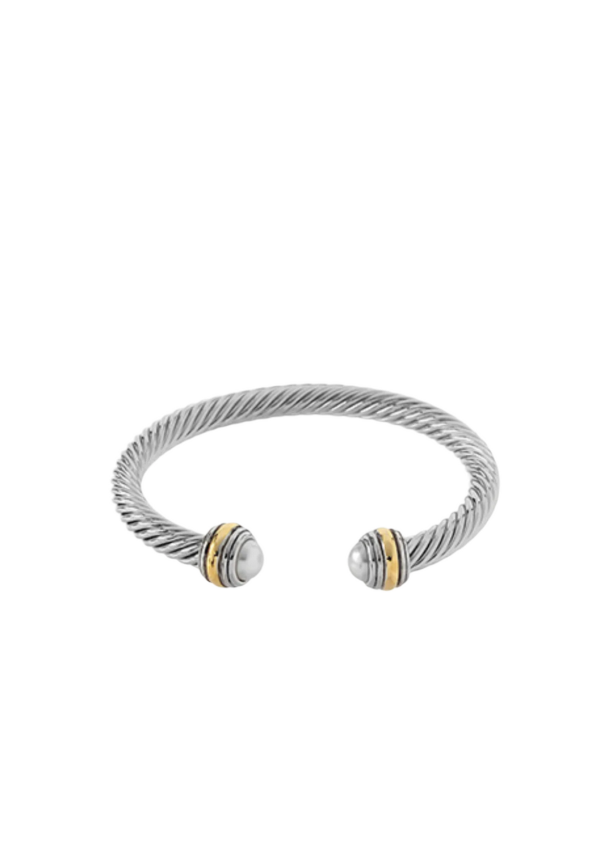 Cuff:Fcted Stone Ends Cable Wire Bracelet