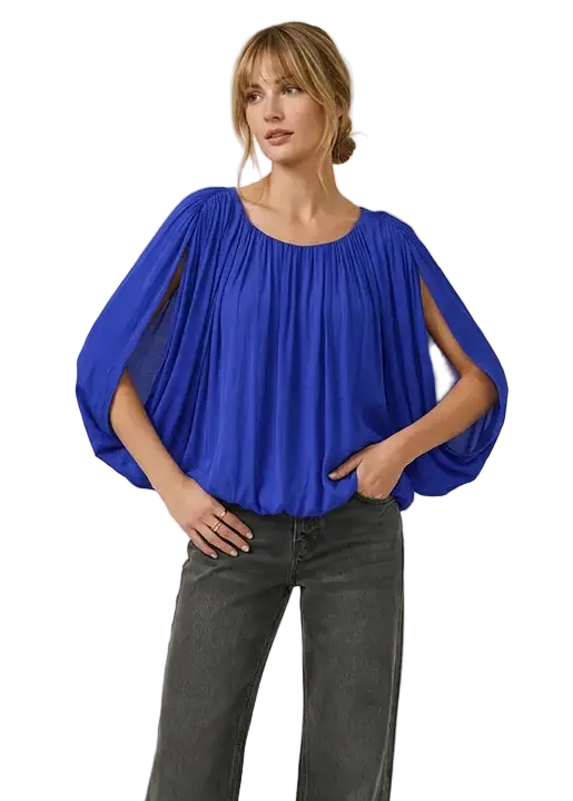 Grecian Drape Bubble Blouse