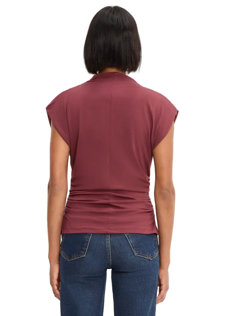 Mina Mock Neck Power Shoulder Top