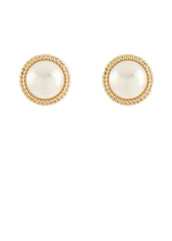 Dome Shape Pearl Stud Earrings