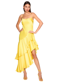 Satin Double Ruffle High Low Dress