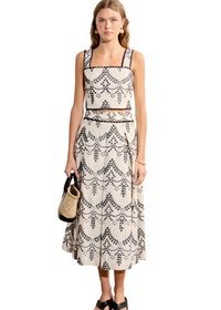 Linen Embroidered Sleeveless Top