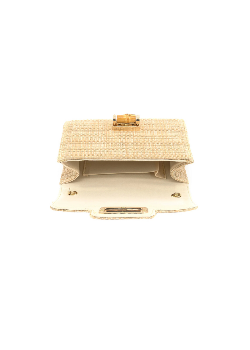 Alissa Woven Clutch w/ Bamboo Closure