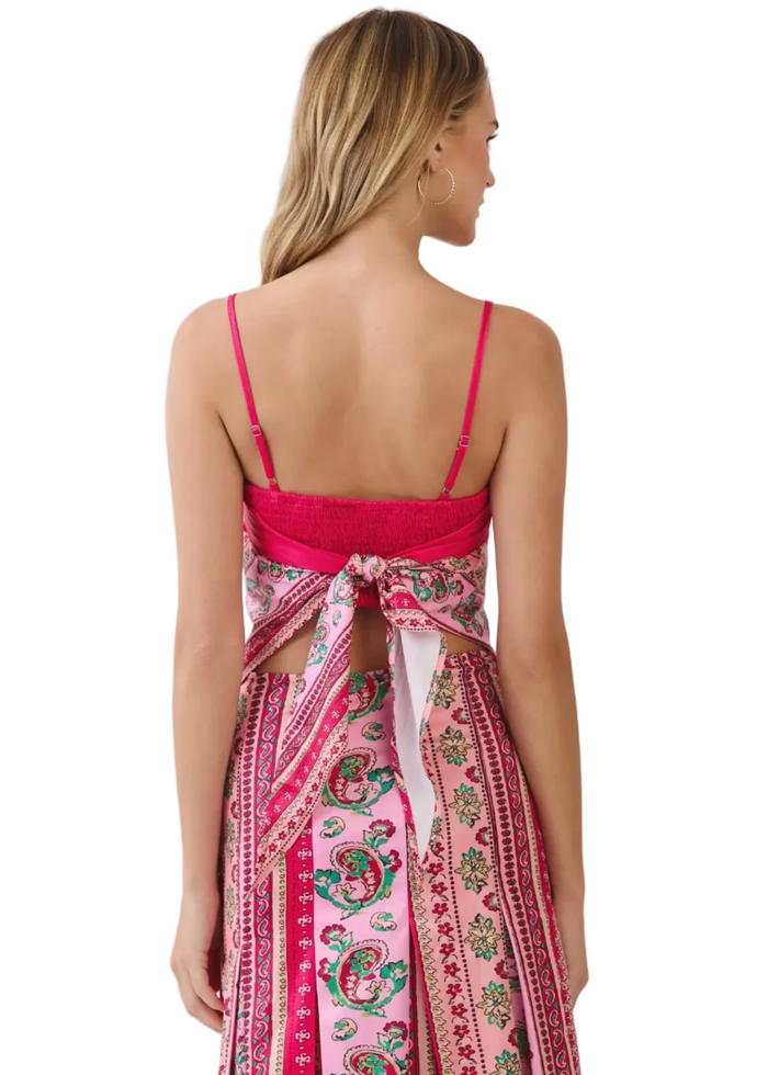 Scarf Print Smocked Back Cami Top