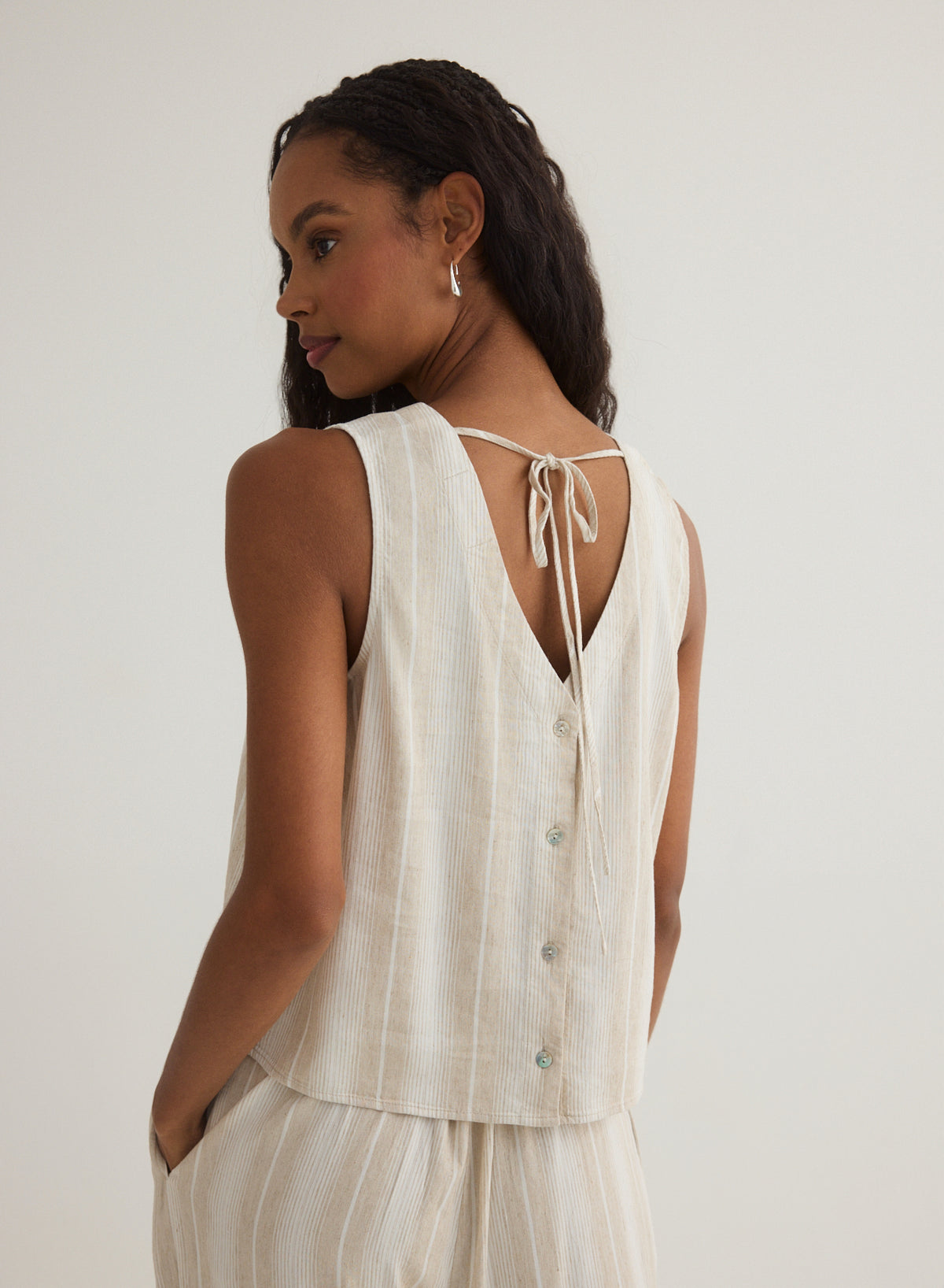 Sleeveless Button Back Top